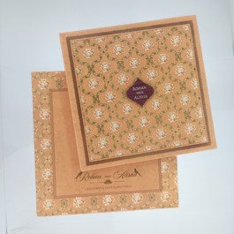 Floral Pattern Orange Card with Hardbound Leaf Cover