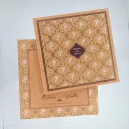 Floral Pattern Orange Card with Hardbound Leaf Cover