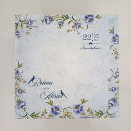 Flower Petal Style Folded Floral Blue Card