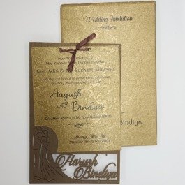 Metallic Finish Textured Golden Card